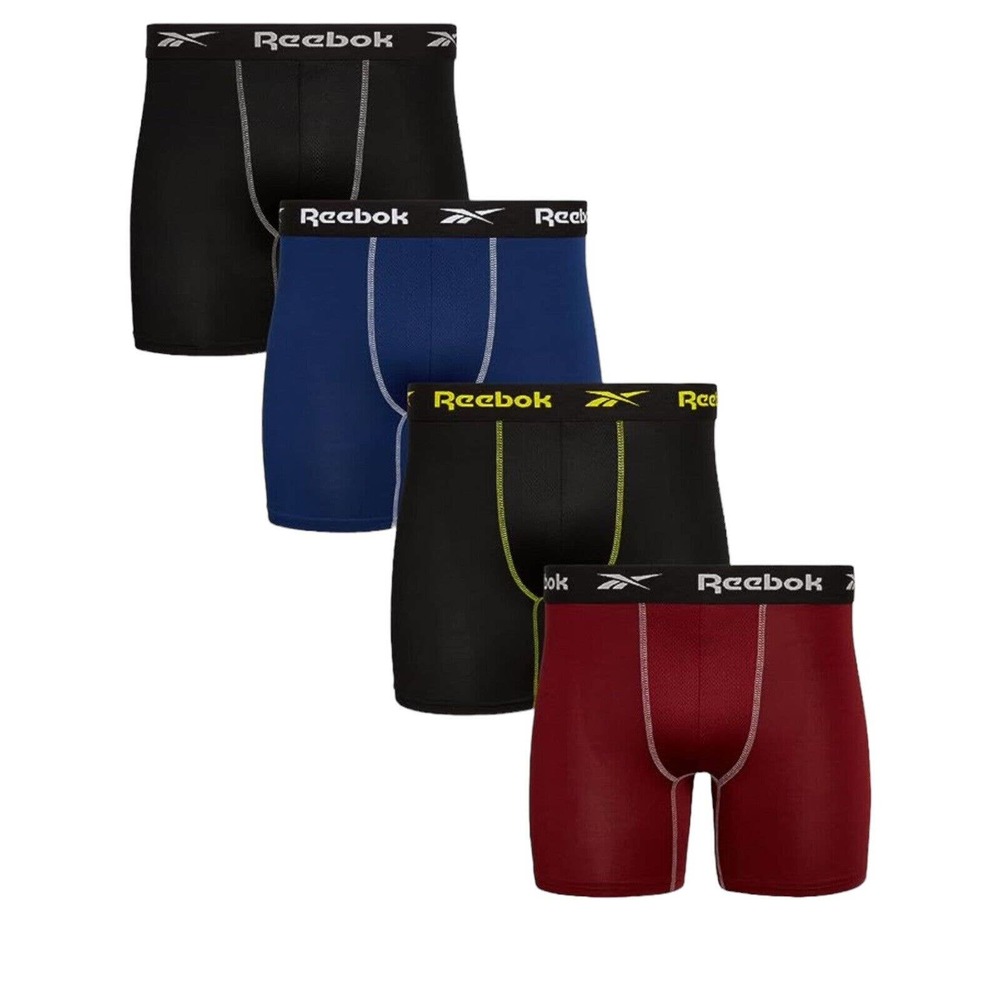 Reebok Briefs Men’s Blue/Red/ Black Performance Moisture Wicking Boxers- Large